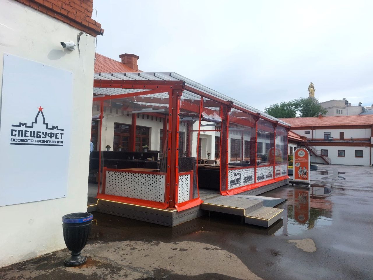 ПВХ шторы для летней террасы кафе в посёлке Старожилово